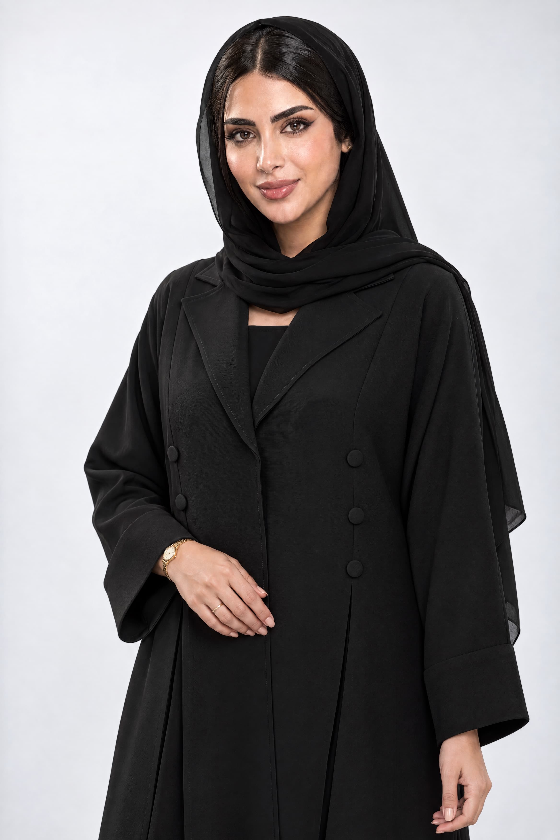 عباية بقماش بليزر أسود مع الطرحه