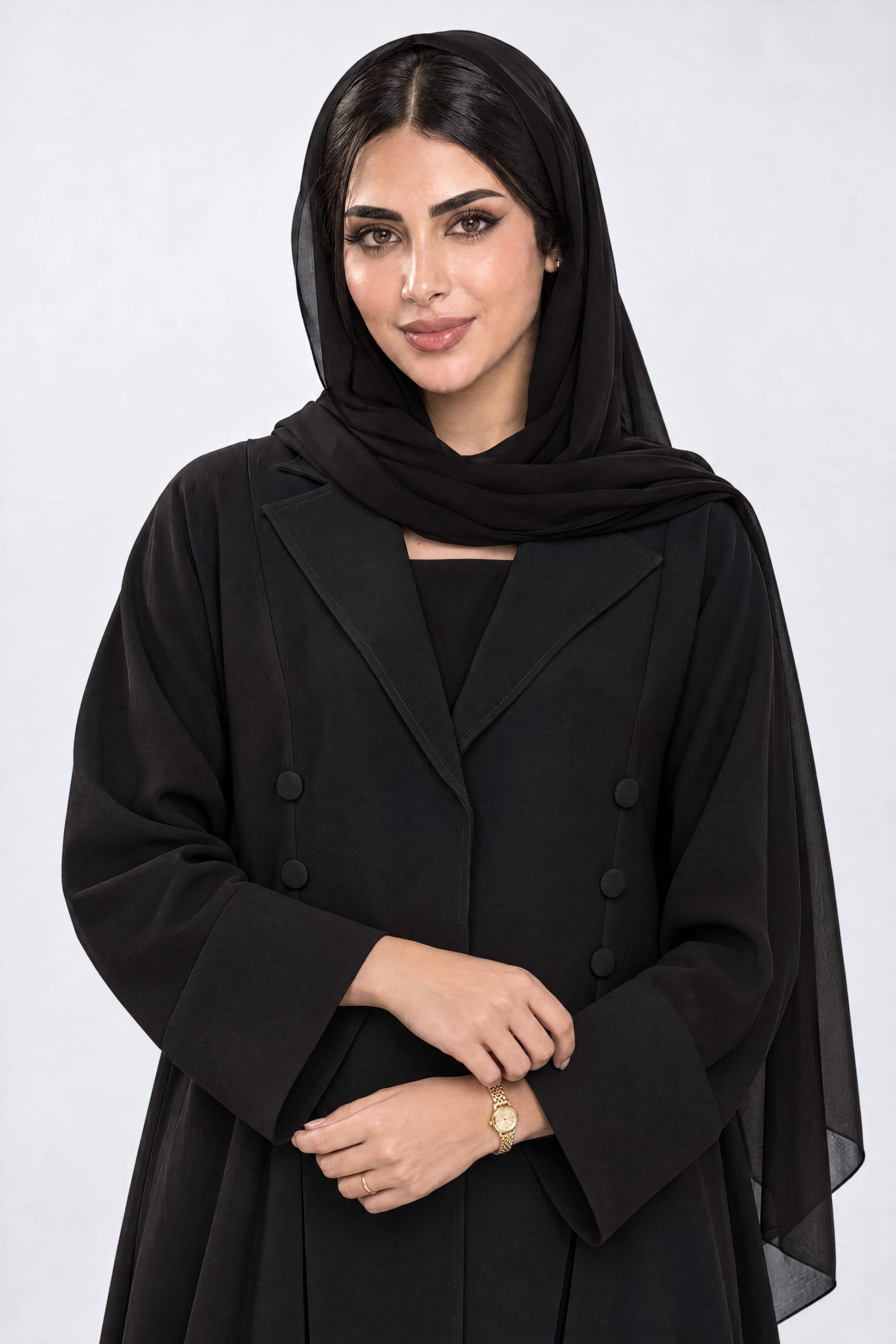 عباية بقماش بليزر أسود مع الطرحه